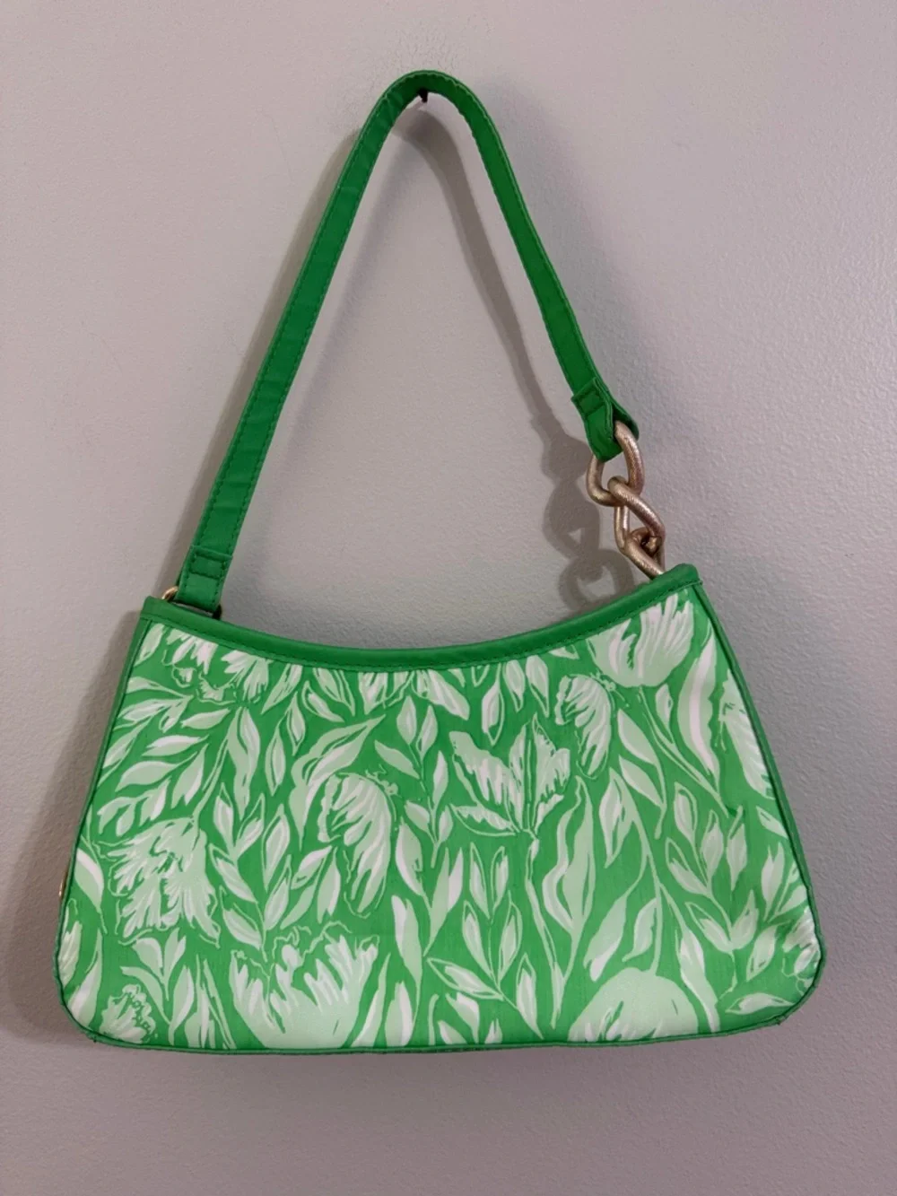 Green Floral Print Shoulder Bag - Picture 2 of 7